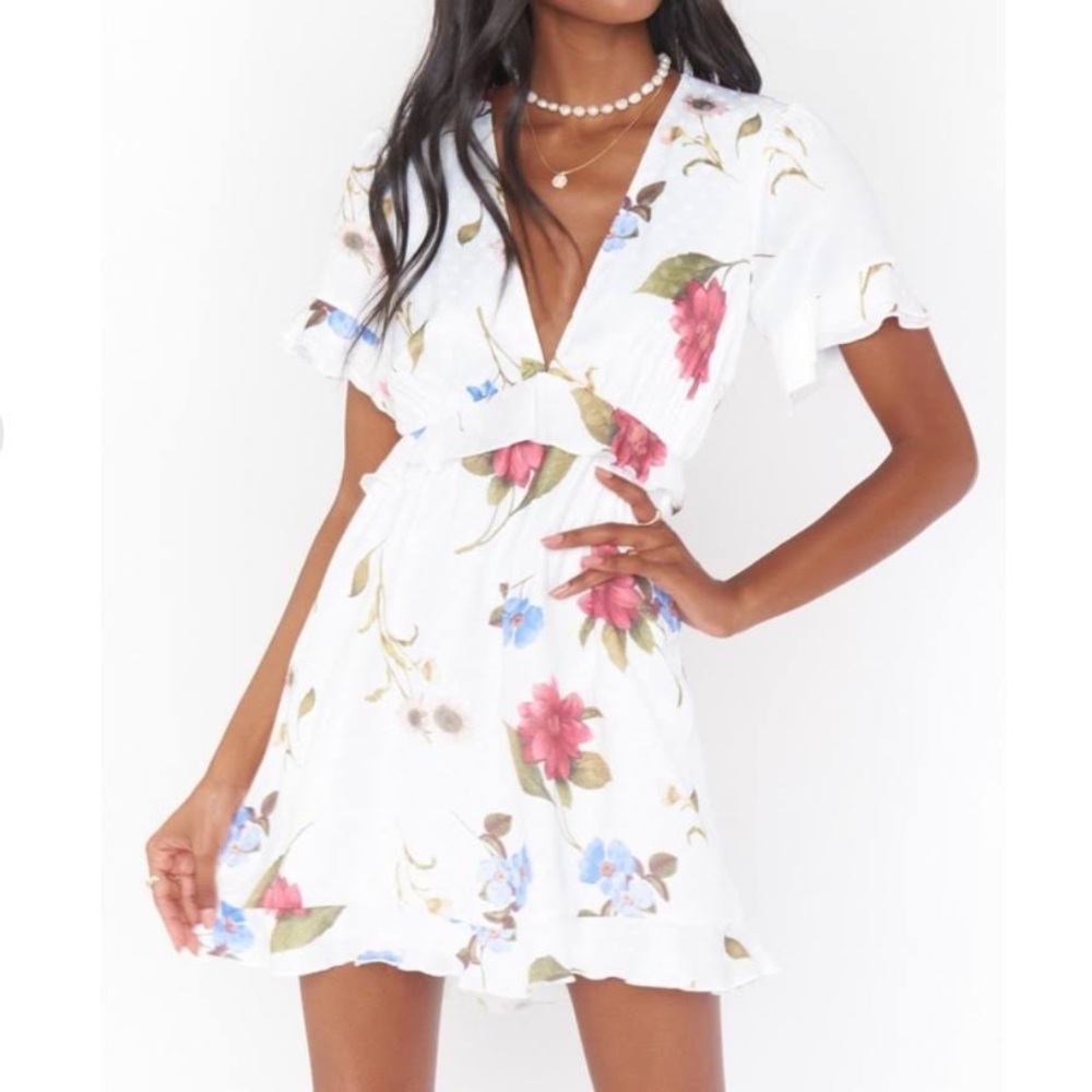 Show Me Your Mumu Virginia Dress White Polka Dot Floral Florence